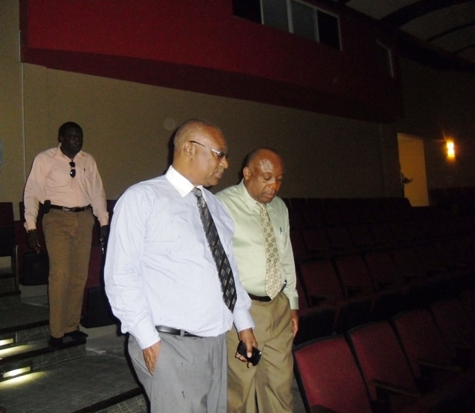 Premier of Nevis, Hon. Joseph Parry and Hon. Hensley Daniel touring the Performing Arts Center